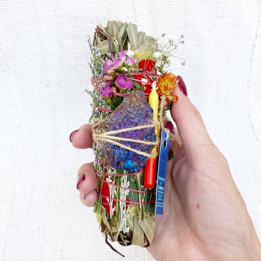 5" Beeswax & Eucalyptus Wand w/ Crystal and Birthday Candle