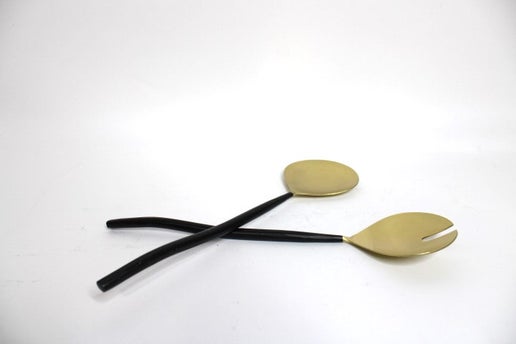 Black & Matte Gold salad servers