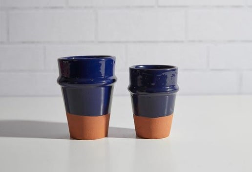Blue Moroccan Beldi Ceramic Cups, Large