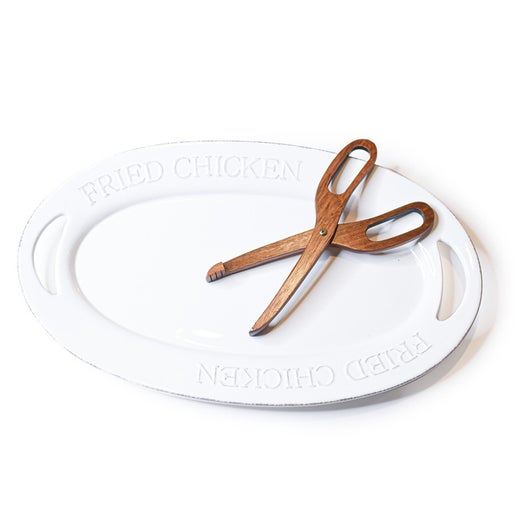 Ceramic Fried Chicken Platter w/ Serving Tongs