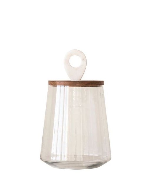 Glass Canister With Mango Wood & Marble Lid