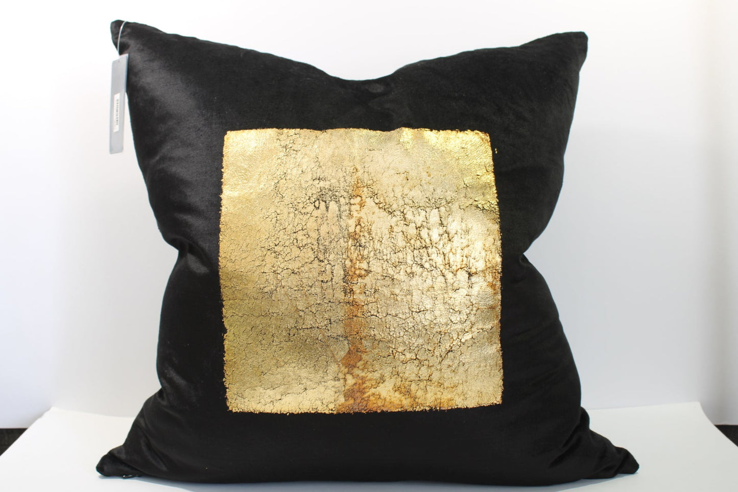 Gold Foiled Geometric Pattern Pillow w/ Beadwork