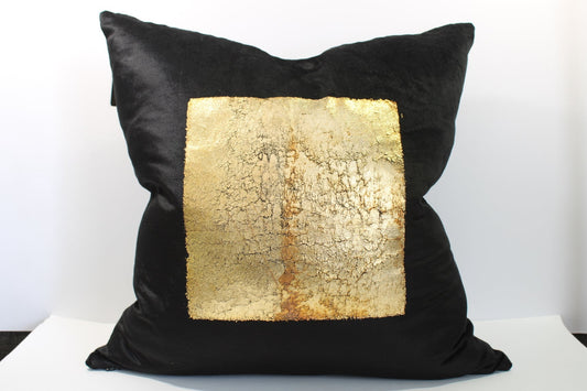 Gold Foiled Geometric Pattern Pillow w/ Beadwork