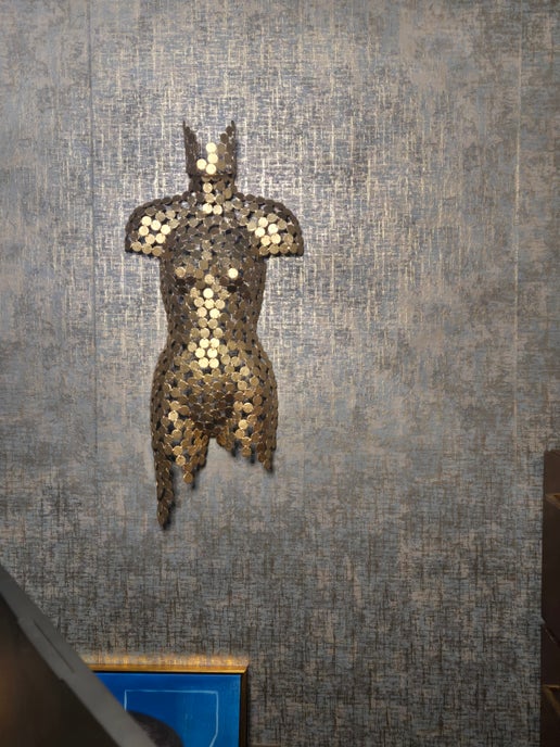 Gold Metal Female Torso Wall Art