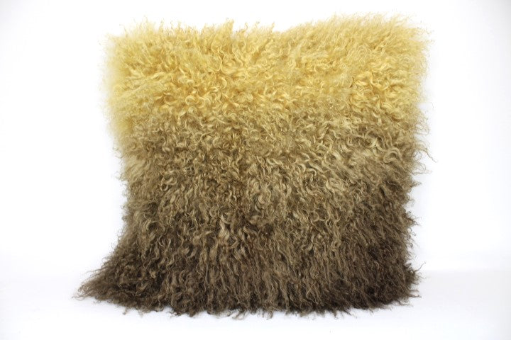 20" Mongolian Pillow, gold and brown ombre
