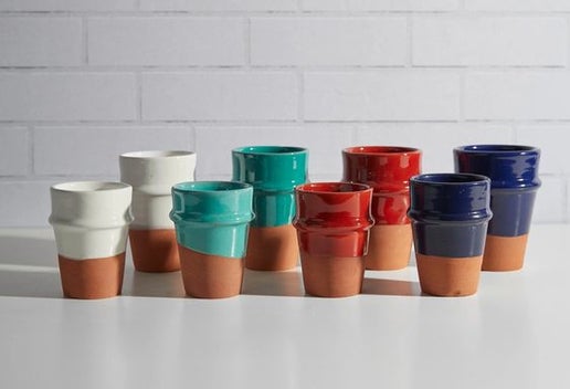 Teal Moroccan Beldi Ceramic Cups, Large