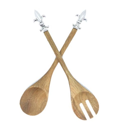 Wooden Fleur De Lis Salad Servers