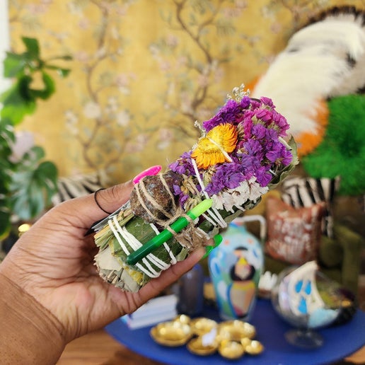 5" Beeswax & Eucalyptus Wand w/ Crystal and Birthday Candle