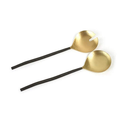 Black & Matte Gold salad servers