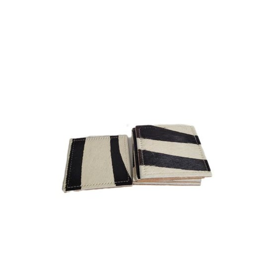 Black Square Cowhide Coasters - set of 6