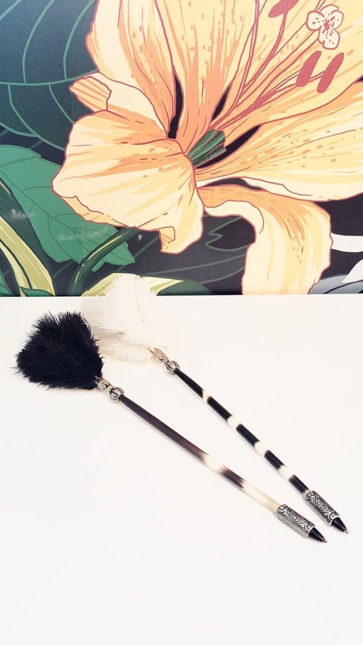 Black and White Porcupine Quill Pen