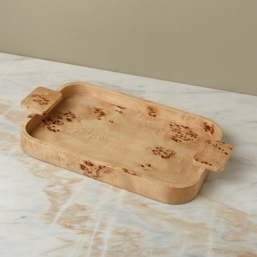 Burl Wood Rectangular Tray