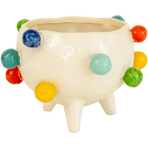 Ceramic planter with colorful bubbles