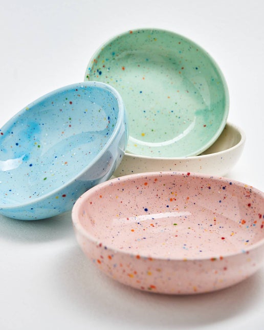Colorful Ceramic Speckled Pasta Bowls - Set of 6
