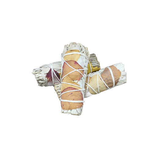 White Sage w/ Dried Rose Petals Smudge Stick Bundles
