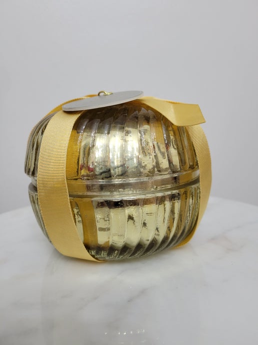 Fluted LARGE Gold Glass Holiday Candle - Venetian Prosecco Bellini