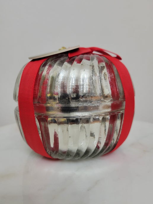 Fluted LARGE Silver Glass Holiday Candle - Pomegranate Lime Spritzer