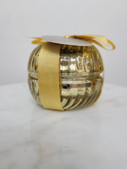 Fluted SMALL Gold Glass Holiday Candle - Venetian Prosecco Bellini