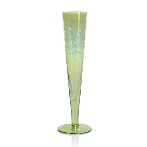 Green Iridescent Champagne Flute