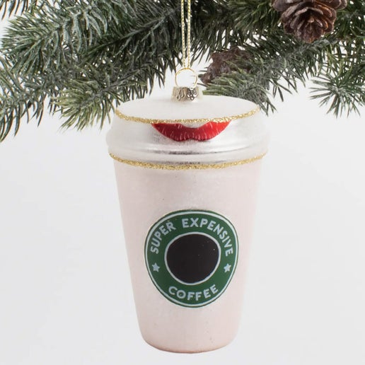 Holiday Pink Expensive Coffee Ornament