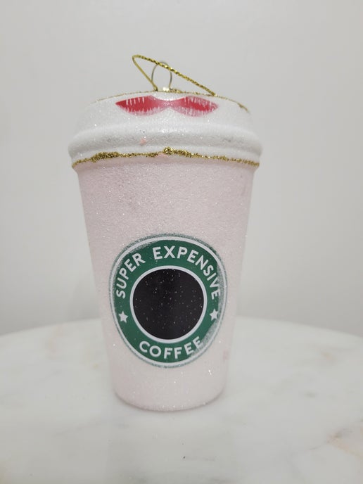 Holiday Pink Expensive Coffee Ornament