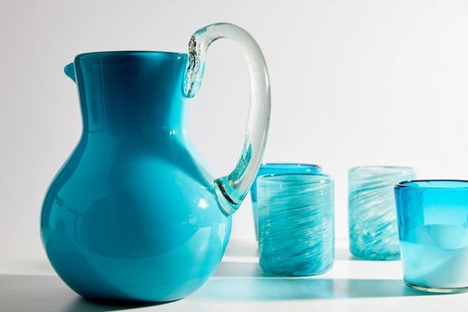 Mexican Handblown Glasses - Aqua, Set of 4