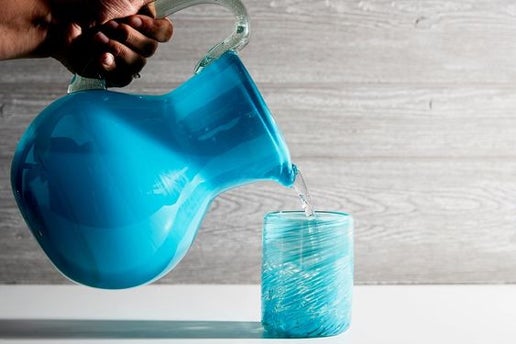 Mexican Handblown Glasses - Aqua, Set of 4