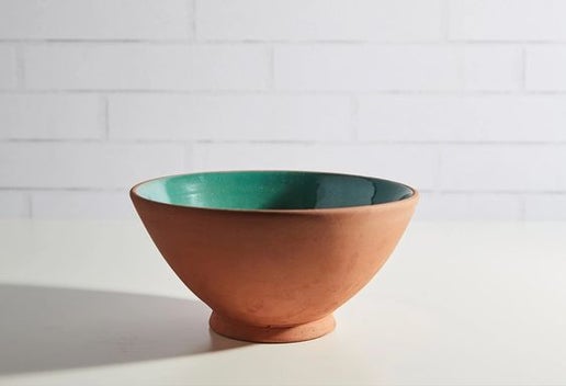 Moroccan Terracotta Serving Bowl, Teal