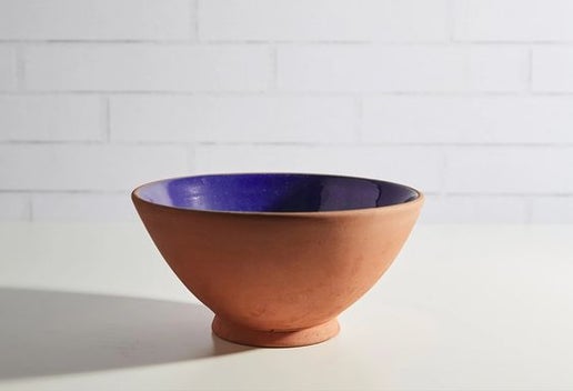 Moroccan Terracotta Serving Bowls, Blue