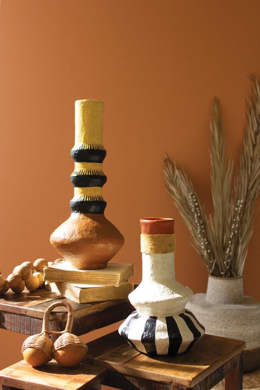 Painted Paper Mache Vase