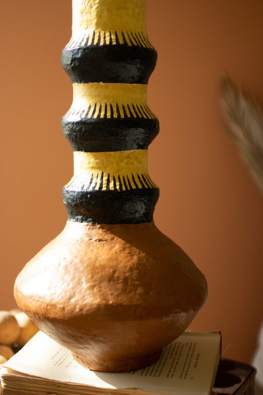 Painted Paper Mache Vase