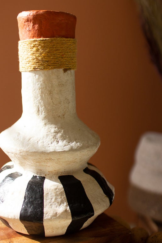 Painted Paper Mache Vase