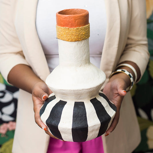 Painted Paper Mache Vase