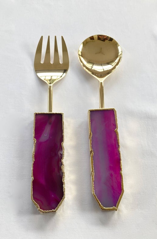 Pink Agate Salad Server - Set of 2