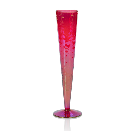 Red Iridescent Champagne Flute