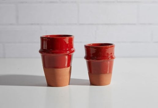 Red Moroccan Beldi Ceramic Cups, Large