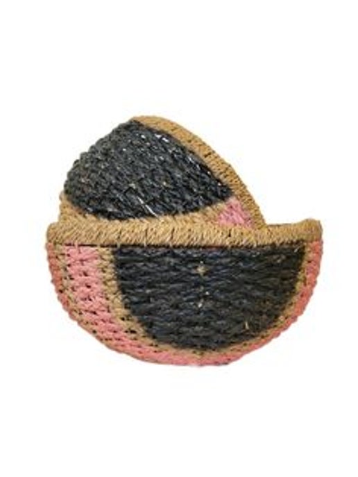Round Pink & Black Basket