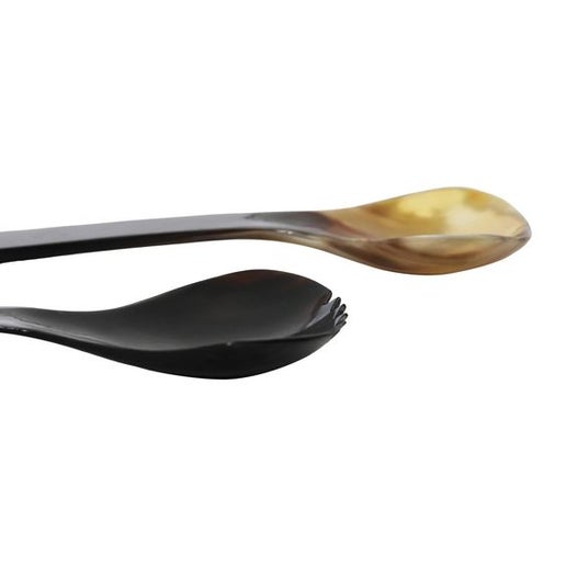 Short, Black Horn Salad Servers