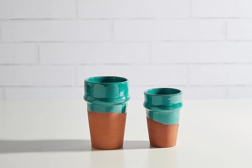 Teal Moroccan Beldi Ceramic Cups, Large