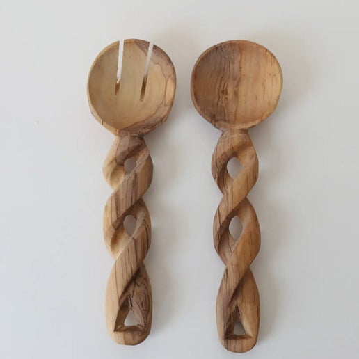 Twisted Wood Serving Spoons