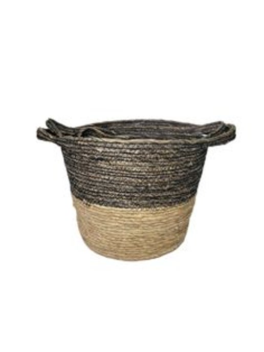 Two Tone Seagrass Basket - set of 3