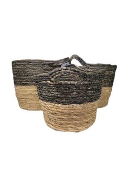 Two Tone Seagrass Basket - set of 3