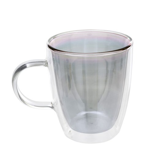 double wall glass cup, grey