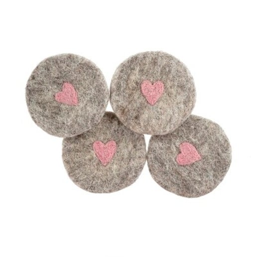felt heart coaster - set of 4, grey