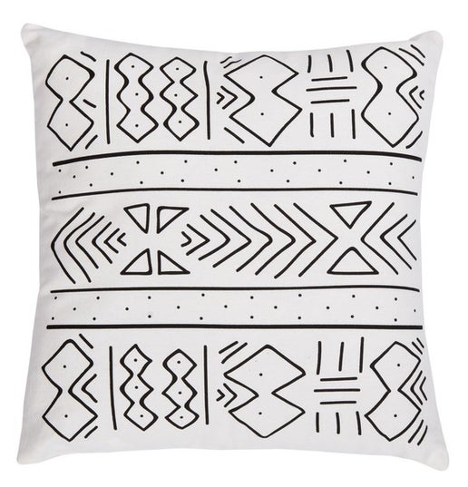 white mudcloth pillow 18"